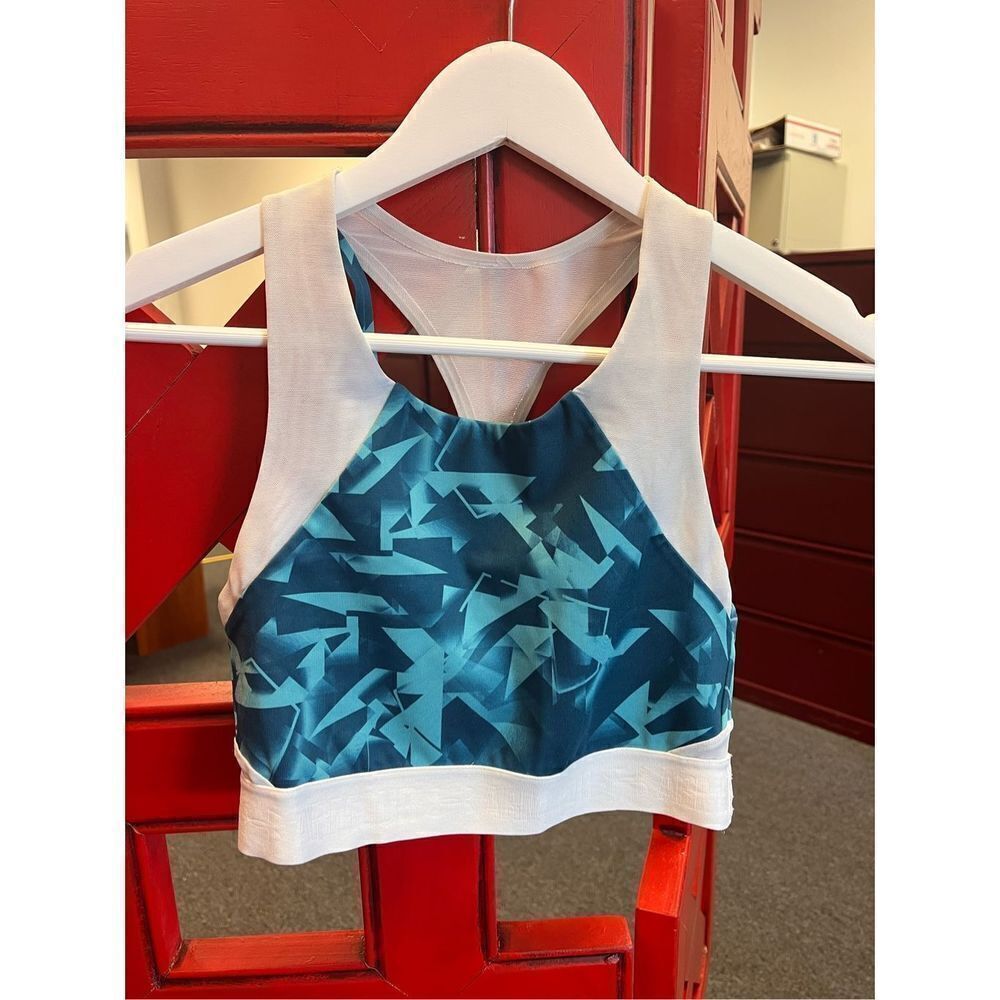 Under Armour Green & White Mesh Graphic Print Racerback Strappy Bra sz S